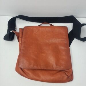 Jack Spade Brown Pebbled Leather Messenger Bag Crossbody Laptop Flap Briefcase